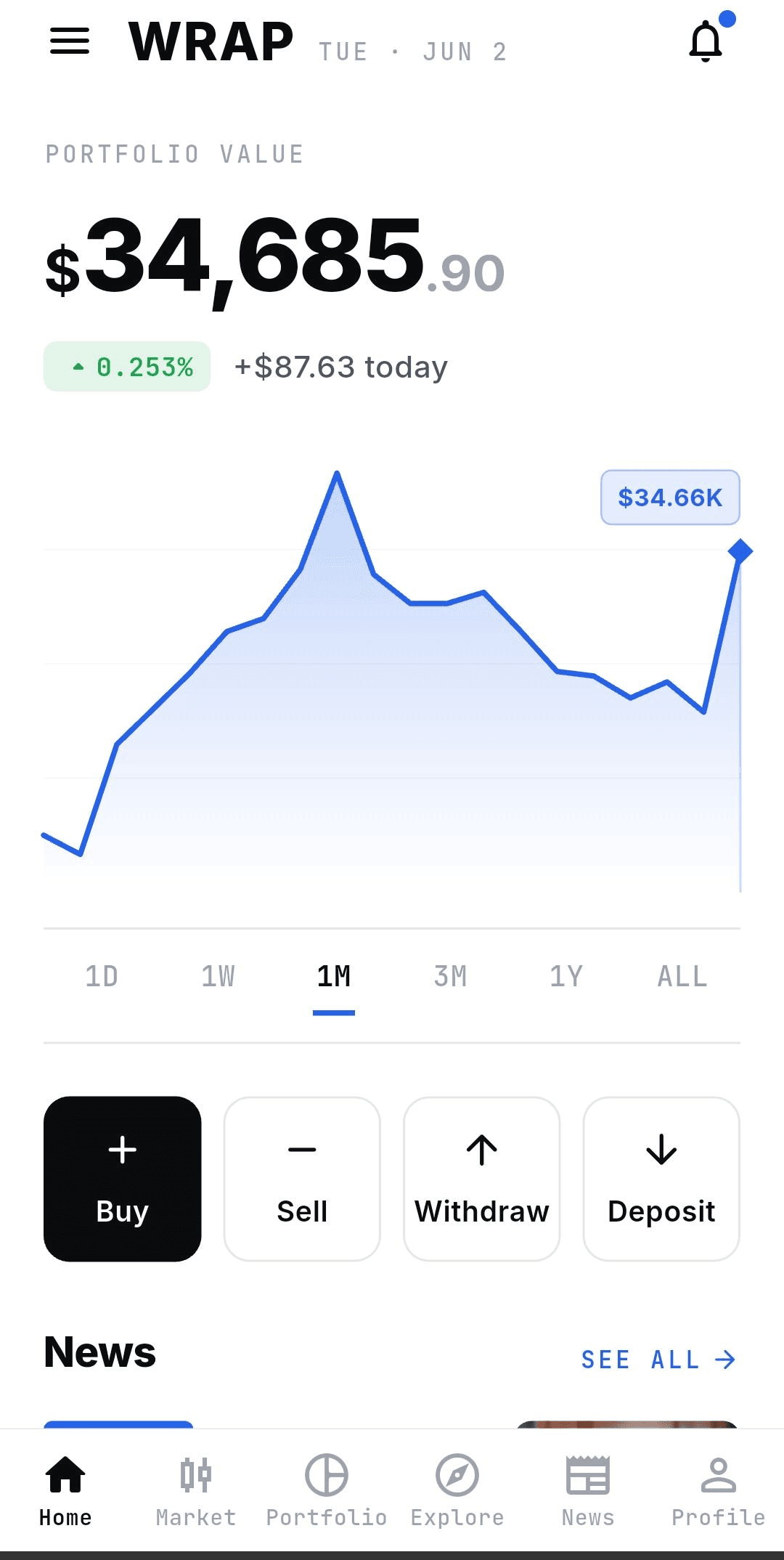 Wrap app, portfolio home